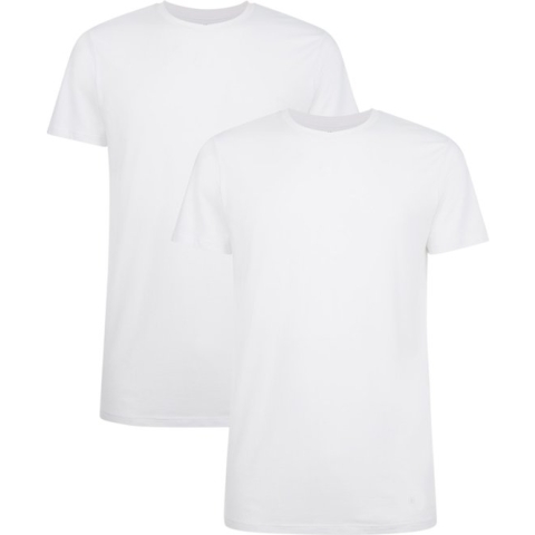 Bamboo Basics - 2-Pack Heren Bamboe T-shirts Ronde Hals Ruben – Extra Lang – Wit - L