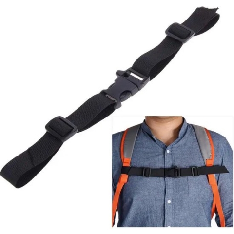 Borstriem voor Rugzak - Verstelbare Rugzak Riem - Nylon Borstband met Gesp - Zwart - Borststrap - DELAGO