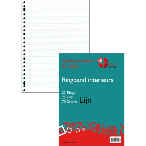 Benza - Ringband interieur A4 - Schrijfpapier Lijn - 23 ringen - 250 vel