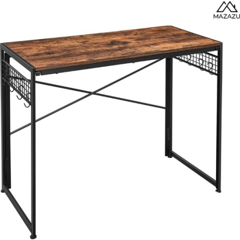 MIRA Home - Computertafel - bureau - Bruin/Zwart - Hout - 100x50x76