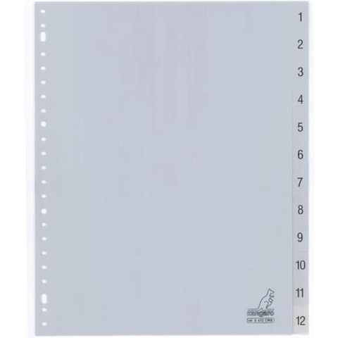 Tabbladen Kangaro 23-gaats G412CM-B 1-12 genummerd breed PP - 10 stuks