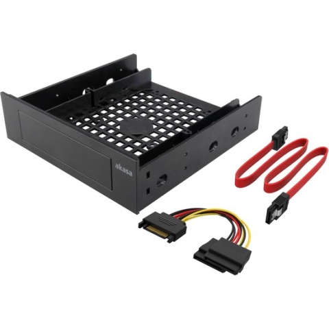 Akasa 5.25 Front Bay Adapter voor een 3.5 device/HDD/2.5 HDD/SSD met SATA kabels