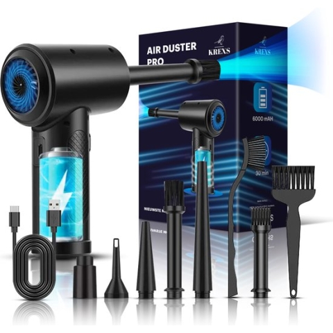 Krexs Air Duster – Perslucht - Stofreiniger - Compressed Air - Draadloos – Oplaadbaar - Auto Stofzuiger