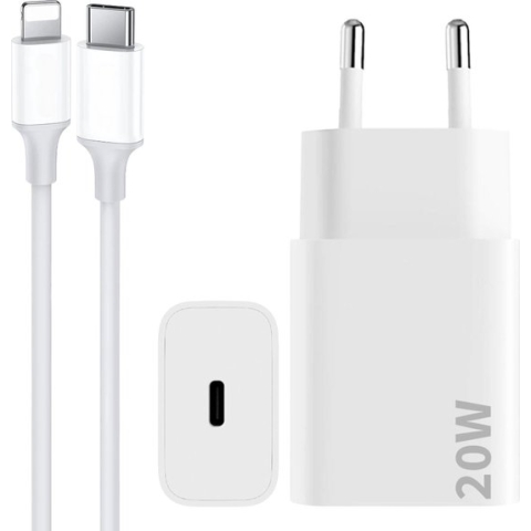 iPhone USB C Lader met iPhone Oplader Kabel 2 Meter - USB-C Power Adapter met iPhone USB-C Lightning Kabel - iPhone Kabel met 20W Oplaadstekker, Apple iPhone 11/12/13, Oplaadblokje, iPhone Oplaadsnoer, 20W, iPhone Snellader, iPad Lader - iPad Adapter