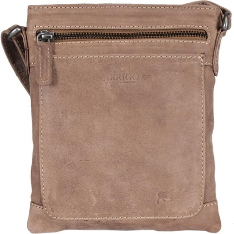 Leren Schoudertasje Taupe - Crossbody Tasje Van Taupe Kleurig Leer