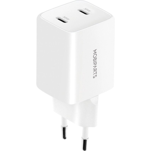 Mobiparts GaN Wall Charger Dual USB-C 35W - Wit (with PD)