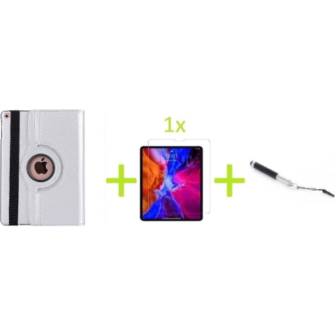 iPad Mini 4 / 5 Multi Stand Case - 360 Draaibaar Tablet hoesje - Tablethoes Zilver + 1x Screenprotector + Stylus