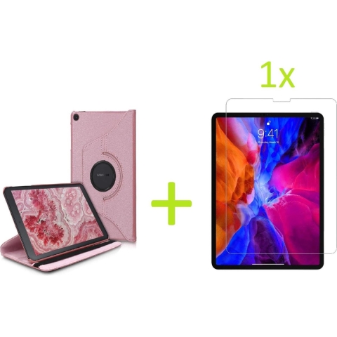 Samsung Galaxy Tab A7 10.4 (2020) Multi Stand Case - 360 Draaibaar Tablet hoesje - Tablethoes - Rosé Goud + 1x Screenprotector