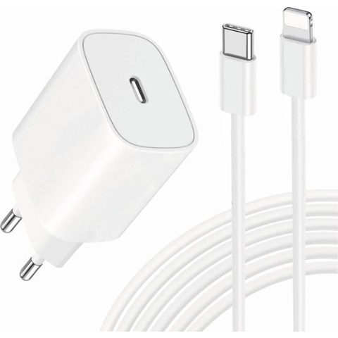 Oplader iPhone 13 - Inclusief USB-C naar Apple Lightning Kabel - Wit