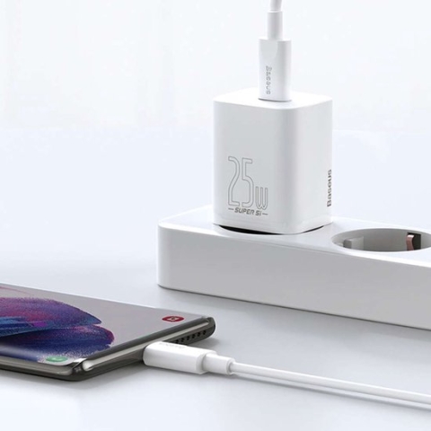 Baseus Super Si Oplader USB C wit - 25W snelladen