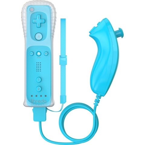 Thredo Remote Controller + Nunchuk voor Nintendo Wii / Wii U (Motion Plus) - Licht Blauw