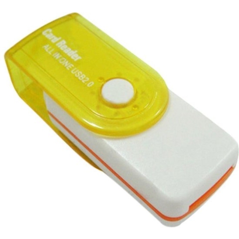 Multifunctionele USB Kaartlezer 4 in 1 USB 2.0 M2 SD SDHC SD TF Geheugenkaart Smart Reader - Geel
