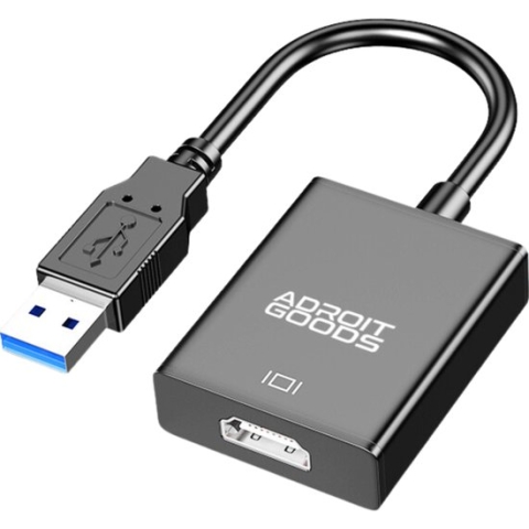 AdroitGoods USB 3.0 naar HDMI - USB Display Adapterkabel - HDMI converter - USB-A Naar HDMI - Zwart