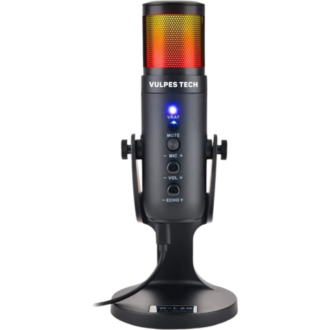 Vulpes Goods® Tech - USB Microfoon met Standaard en RGB - Gaming - Podcast - voor Pc en Console - Streaming Microphone - PRO versie