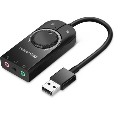 UGREEN USB naar 3.5mm Jack Adapter met Geluidregelaar Zwart