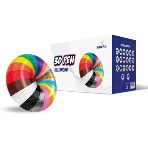 Krexs 3D Pen Vullingen - 200 Meter - PLA 1,75mm - 20 kleuren - 3D Pen Filament - Navulling - Hervulling