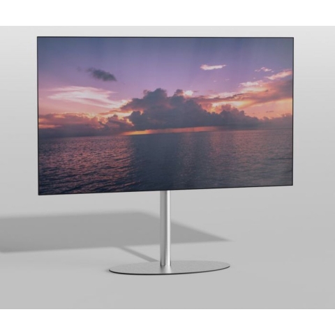Cavus TV Vloerstatief ELLIPS 150 – geborsteld RVS - hoogte 150cm - VESA 600x400