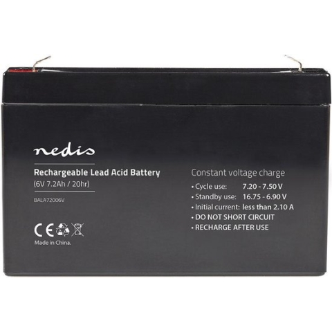 Nedis Oplaadbare Loodaccu - Lead-Acid - Oplaadbaar - 6 V - 7200 mAh