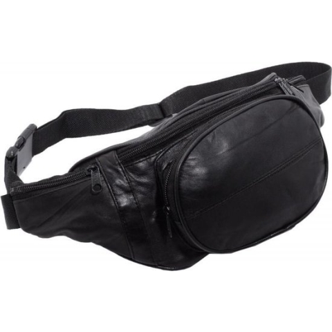 Rojafit Heuptas - Groot - 5 vakken - Zwart - Nappa Leer -Afmeting ca. 34 x 8 x 15 cm.