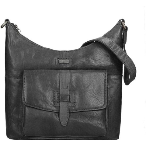 Spikes & Sparrow Medium Crossbodytas / Schoudertas Dames - Leer - Alabama - Zwart