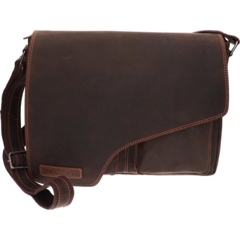 Hill Burry echt leren - schoudertas – werktas- stevig - vintage leder- bruin