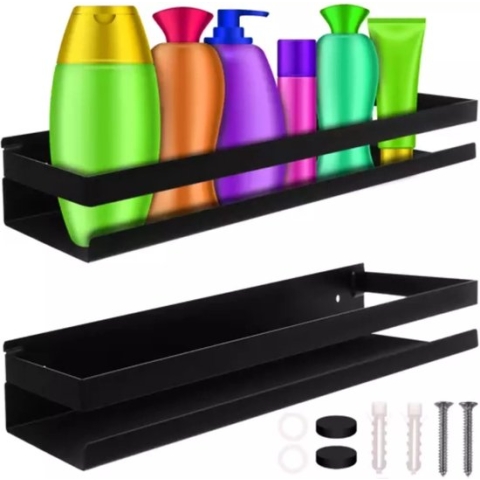 Badkamerplank -planchet -  wandplank voor badkamer - RVS -zwart -  50 cm
