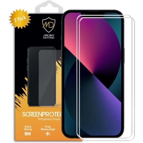 2-Pack iPhone 13 - iPhone 13 Pro Screenprotectors - MobyDefend Case-Friendly Gehard Glas Screensavers - Screen Protectors - Glasplaatjes Geschikt Voor Apple iPhone 13 - iPhone 13 Pro