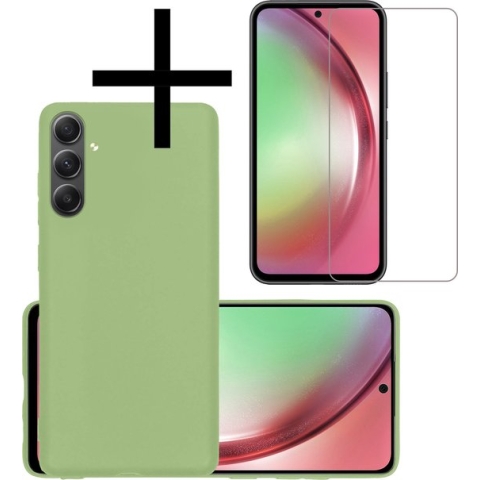Samsung Galaxy A54 Hoesje Back Cover Siliconen Case Hoes Met Screenprotector - Groen