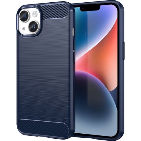 Mobigear Brushed Slim Backcover Hoesje - Geschikt voor Apple iPhone 15 - Gsm case - Blauw