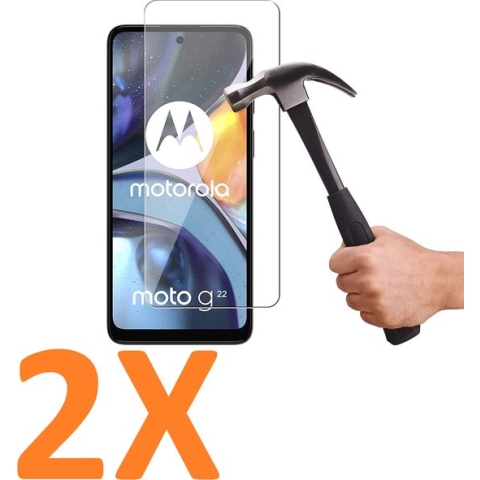 Screenprotector Glas - Tempered Glass Screen Protector Geschikt voor: Motorola Moto G22  - 2x