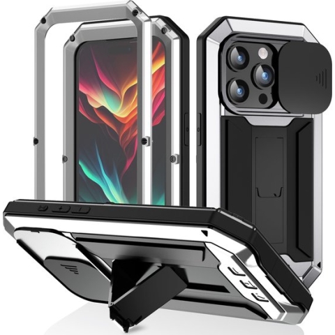Fonu Stofdicht metalen hoes iPhone 15 Pro Max - Zilver