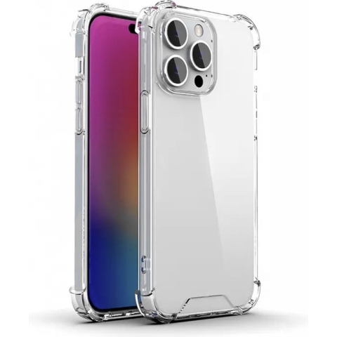 iPhone 15 Pro Max Hoesje Anti Shock | ShockProof Silicone Case | Transparant Back Cover