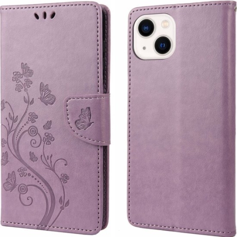 Mobigear Butterfly Bookcase Hoesje - Geschikt voor Apple iPhone 14 - Gsm case - Paars