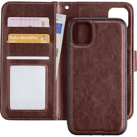iPhone 11 Hoesje Book Case Uitneembare 2-in-1 Hoes - iPhone 11 Hoes Wallet Case Pashouder Hoesje - Bruin