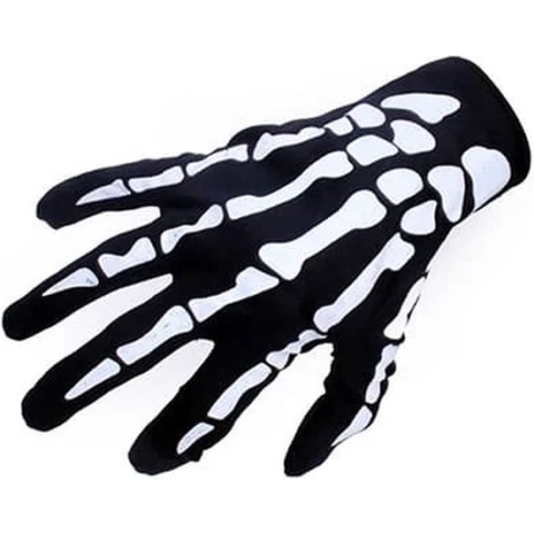 Halloween handschoenen - Skelet - Kostuum accessoires  - Zwart - Set 2 stuks