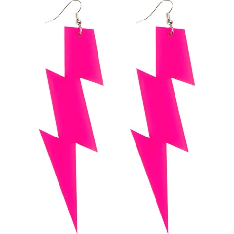 Boland - Oorbellen Flash Roze - Volwassenen - Vrouwen - Rocker - 80's & 90's - Disco