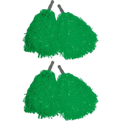 Cheerballs/pompoms - 6x - groen - met franjes en stick handgreep - 25 cm - voor kinderen