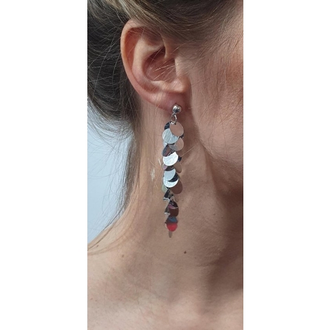 Pailletten oorbellen - Zilver - Disco