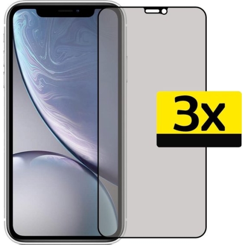 iPhone 11 Privacy Screenprotector Tempered Glass Full Screen - 3 Stuks