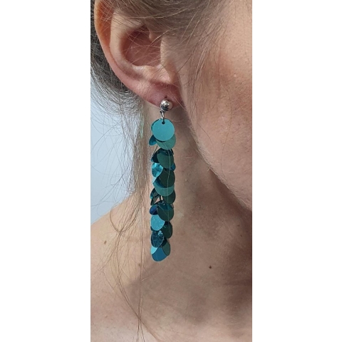 Pailletten oorbellen - Turquoise/ blauw - Disco