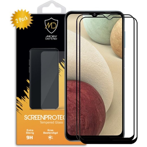 2-Pack Samsung Galaxy A12 - M12 Screenprotectors - MobyDefend gehard glas screensavers - Zwarte randen - Screen Protectors - Glasplaatjes Geschikt Voor Samsung Galaxy A12 - Galaxy M12