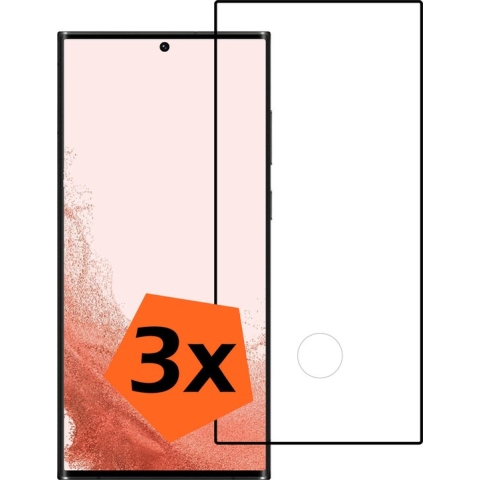 Samsung Galaxy S22 Ultra Screenprotector Bescherm Glas - Samsung Galaxy S22 Ultra Screen Protector Tempered Glass - 3x