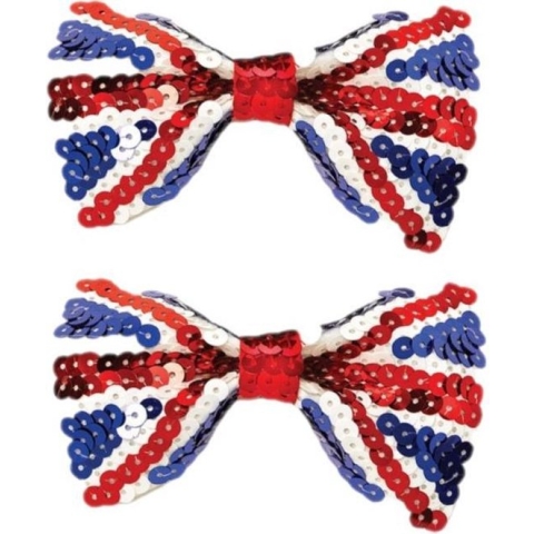 2x stuks union Jack vlag kleuren Engelse pailletten vlinder strik