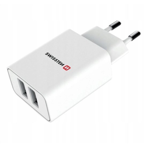 Swissten USB Oplader met 2 USB Poorten - Geschikt voor o.a. Apple iPhone - 10W - Wit