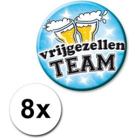 8 blauwe vrijgezellen buttons
