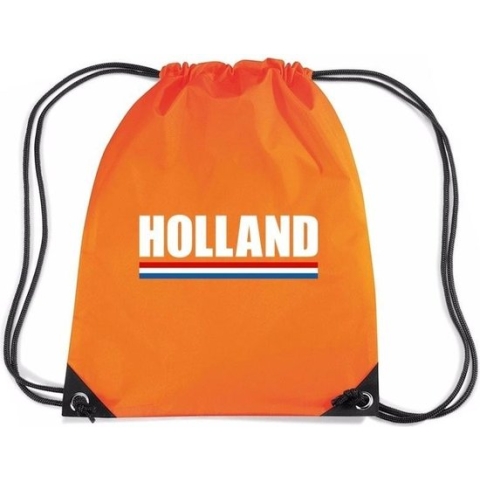 Oranje nylon rijgkoord rugzak/ sporttas Holland supporter