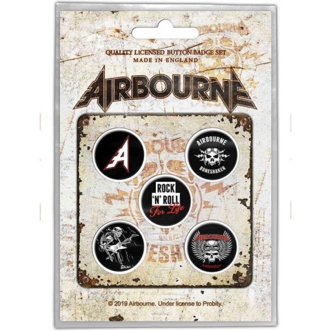 Airbourne Badge/button Boneshaker Set van 5 Multicolours