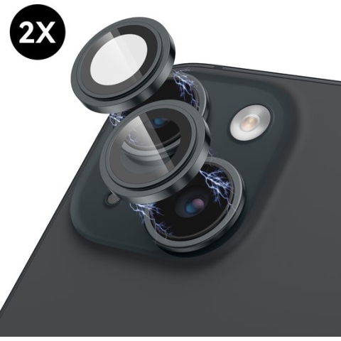 iPhone 15 / 15 Plus Camera Lens Screen protector - Zwart - Eenvoudige Installatie - 2 stuks - Camera Protector iPhone 15 - Gehard Glas Screenprotector