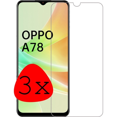 OPPO A78 Screenprotector Tempered Glass - OPPO A78 Beschermglas Screen Protector Glas - 3 Stuks