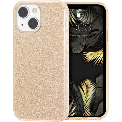 HB Hoesje voor Apple iPhone 13 Goud - Glitter Back Cover